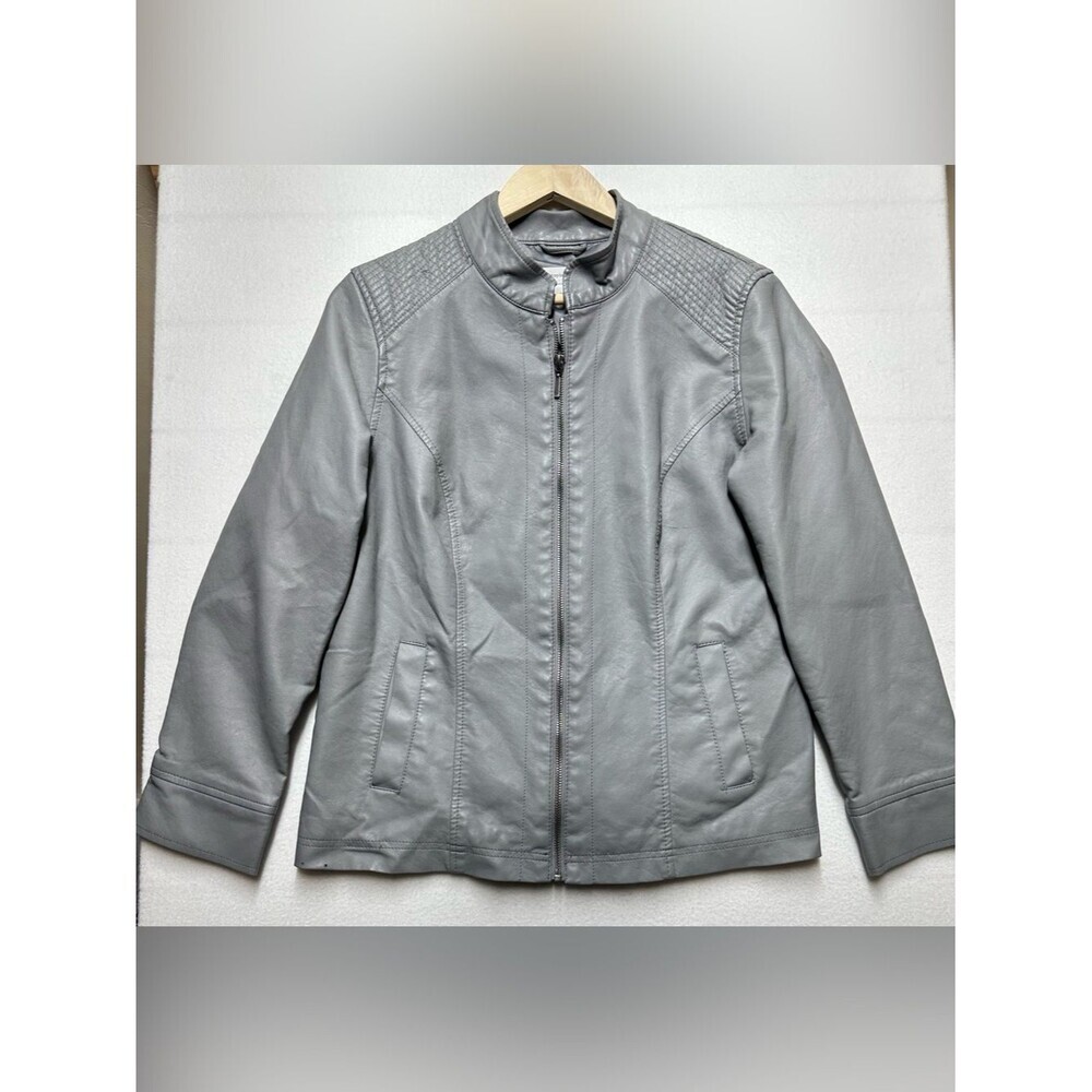 Christopher & Banks Faux Leather Jacket • Women’s M • Gray Moto Style